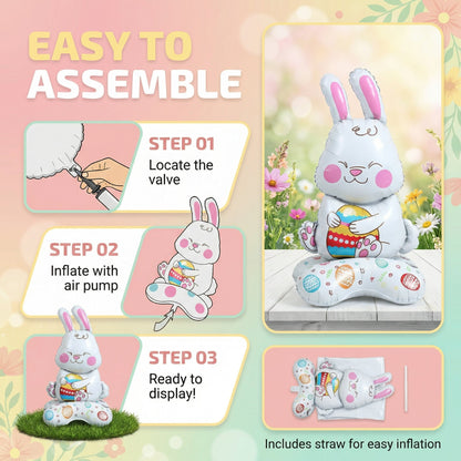 🐰🎉Giant 3D Standing Bunny Balloon Self-Supporting Festive Cheer