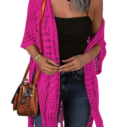 🔥This Week's Special Price:£15.99!!😍Women’s Oversized Knit Cardigan – Lightweight Crochet Tassel Kimono for Spring & Summer 🌸