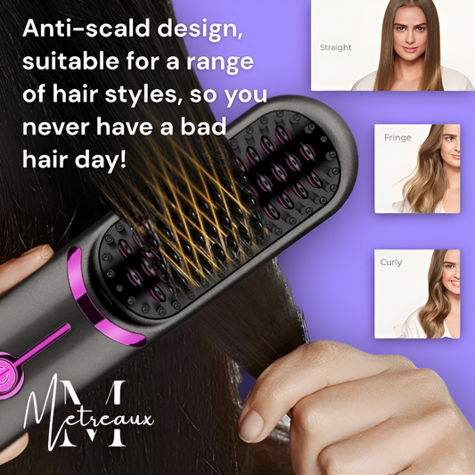 🔥NEW YEAR SALE £13.99!!⚡50K+ SOLD!💁‍♀️Wireless Ceramic Heating Hair Straightening Hairbrush