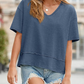 💥2026 Hot Sale 49% OFF👚Women's Half Sleeve V-Neck Top with Patchwork Hem
