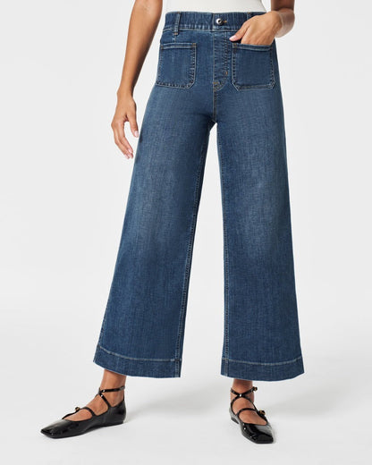 🍂Tummy Control Cropped Wide-Leg Jeans👖