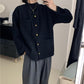 Simple Temperament Metal Button Short Coat for women