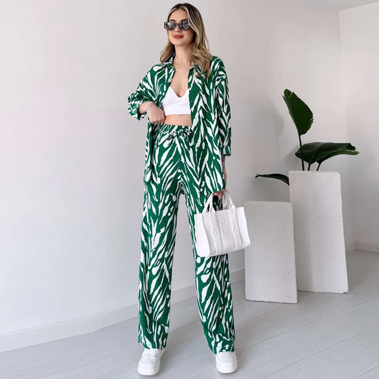 🌸Spring Specials 🚀Free shipping🌸 Chic Women's Zebra Print Shirt & Pants Set