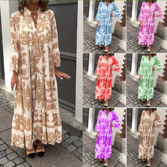 🌷 Hot Sale 50% OFF🌸 Bohemian printed V-Neck maxi dress