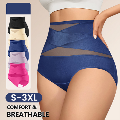 Limited sale 70% OFF🌸Last Day-Buy 1 Get 3 Packs✨Plus-Size High-Waist Cross Tummy Control Panties