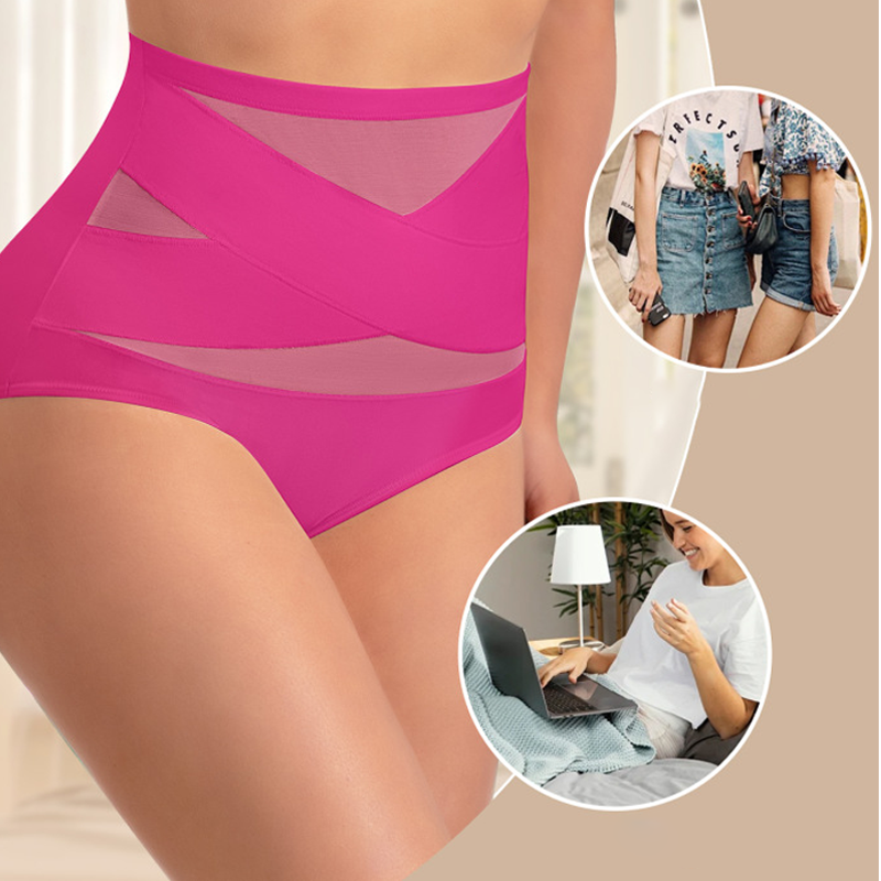 🌸 Last Day Special Price £9.99 ! 🔥Buy 1 Get 1 Free🎁Plus-Size High-Waist Cross Tummy Control Panties
