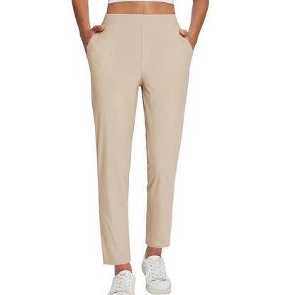 ⏳LIMITED OFFER 70% OFF🌞Women’s Fitted High-Waisted Zip-Pocket Trousers - 👖Lightweight, Breathable, Soft 26\"/27\" Ankle Pants with Zipper Pockets