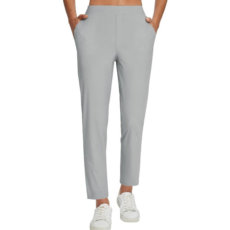 ⏳LIMITED OFFER 70% OFF🌞Women’s Fitted High-Waisted Zip-Pocket Trousers - 👖Lightweight, Breathable, Soft 26\"/27\" Ankle Pants with Zipper Pockets
