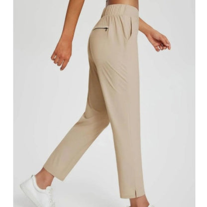 ⏳LIMITED OFFER 70% OFF🌞Women’s Fitted High-Waisted Zip-Pocket Trousers - 👖Lightweight, Breathable, Soft 26\"/27\" Ankle Pants with Zipper Pockets