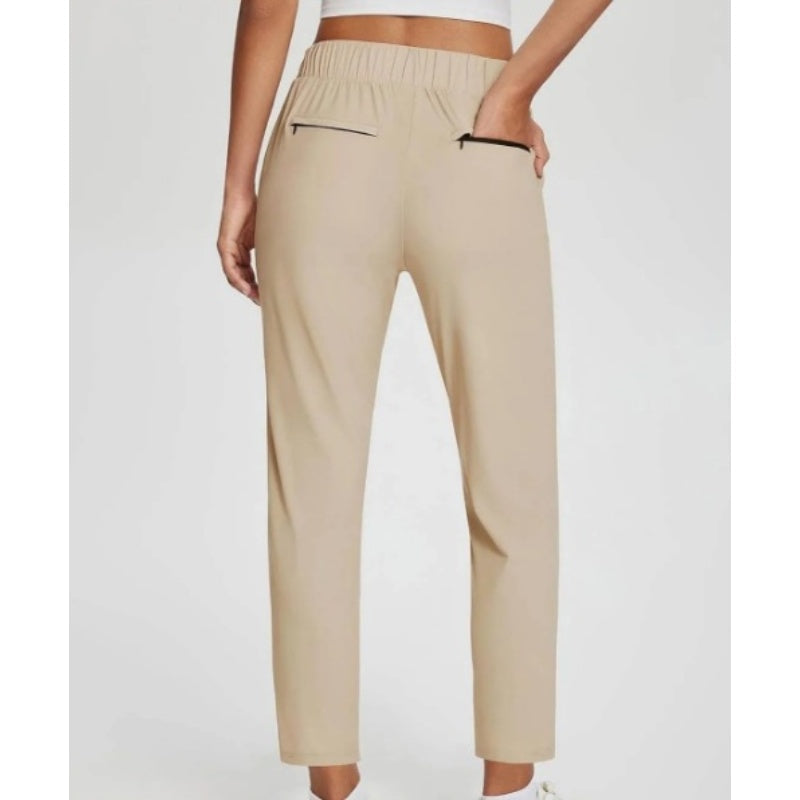 ⏳LIMITED OFFER 70% OFF🌞Women’s Fitted High-Waisted Zip-Pocket Trousers - 👖Lightweight, Breathable, Soft 26\"/27\" Ankle Pants with Zipper Pockets