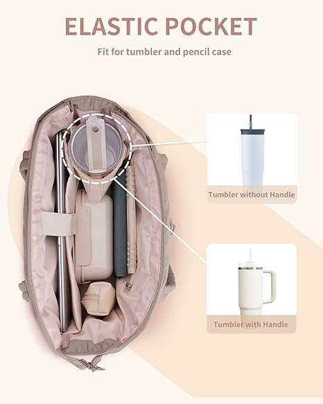 💕Hot Sale 50% OFF🎁Wandering Nature Puffer Tote Bag with Cup Holder & Laptop Compartment & Trolley Sleeve for Travel, Work, Nurse, Women