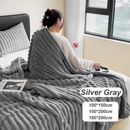 ⏳LAST DAY SPECIAL PRICE: ￡11.99!!🎁Super Soft Fur Ribbed Fleece Throw Blanket⛄🔥