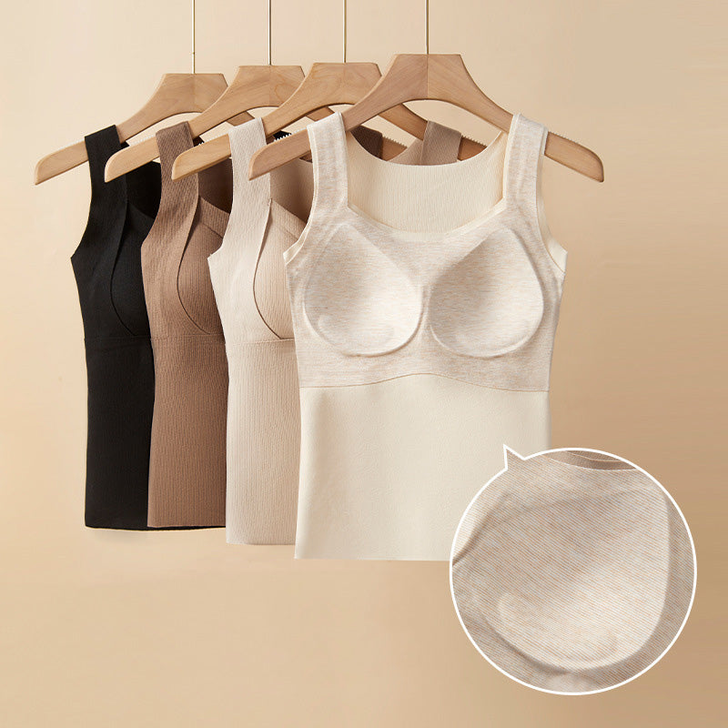 Slimming Fit Warm Vest with Built-in Chest Pad