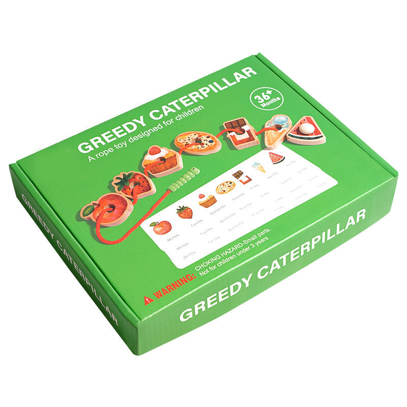 Wooden Greedy Caterpillar Rope Toy for 3+ Year Old