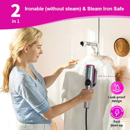 🥳2026 HOT SALE💨 50% OFF! Steam Iron & Steamer 2-in-1 – Kills 99.99% mites & bacteria. 5s preheat, 150ml tank. Ceramic plate, even heat. Safe for silk to cotton. Your fabric care essential. 🛡️🌿