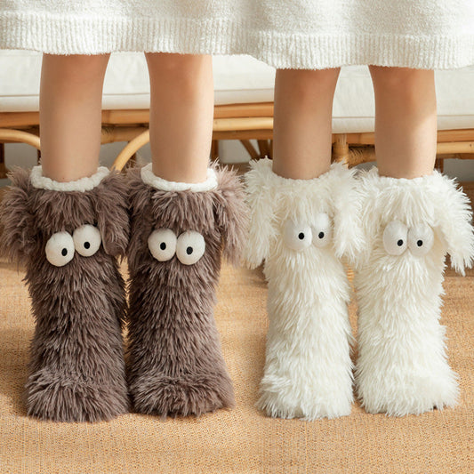 📢📢13.99 Buy 1 Get 1 Free!!!💗LAST DAY SALE 50% OFF⚡50K+ SOLD💕Women's Plush Slippers Socks Floor Socks Winter Home Indoor Thickened Fleece-Lined Anti-Slip Adult Women's Plush Snow Socks Shoe Covers