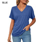 ⏳LAST DAY SALE 50% OFF💕Women's V-Neck Loose Soft Solid Color Short Sleeve Top