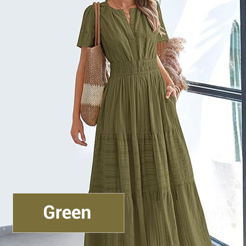 💕HOT SALE 67% OFF💕Women's Boho Chic Smocked Waist Maxi Dress