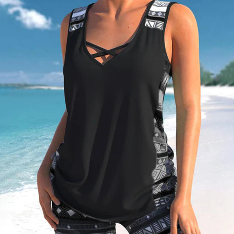 🥳SUMMER HOT SALE🔥Women's Printed Two-Piece Tankini Swimsuit