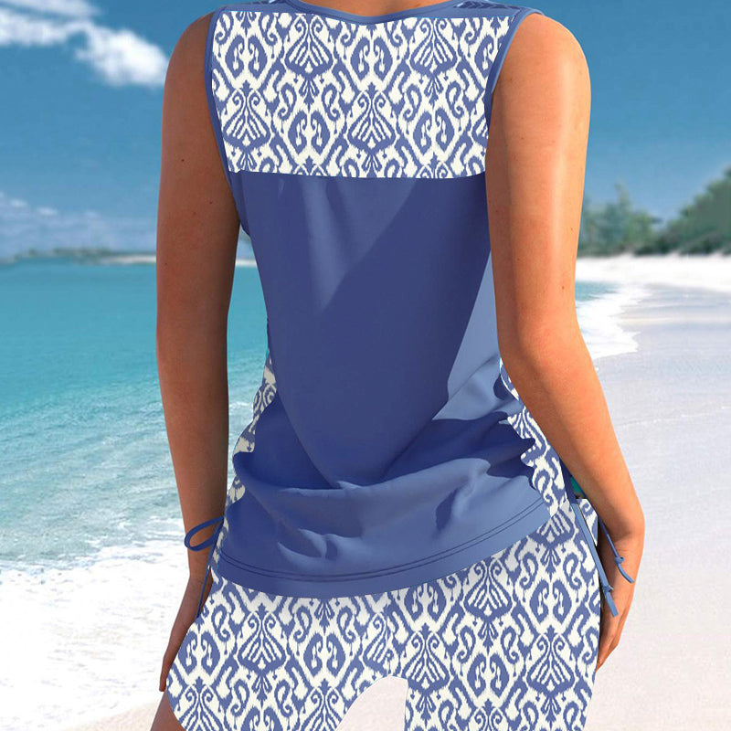 💗LAST DAY SPECIAL PRICE!!- Miraclesuit Women's Tummy Control Tankini Set with Built-In Bra – Flattering Boho Swimwear with Shorts🔥GB