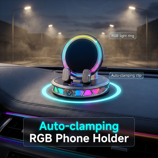 RGB Electric Car Phone Mount with Wireless Charging