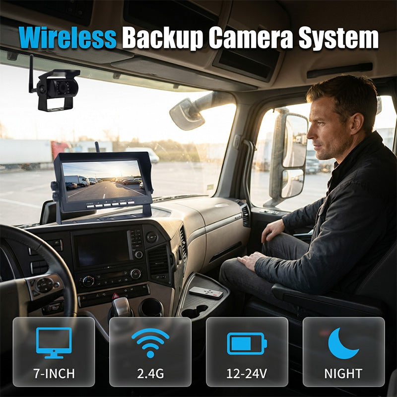 🥳 49% OFF! 7″ Wireless Backup Camera System – Stable 2.4G signal, 12V‑24V. Perfect for trucks & RVs. 🛡️✨