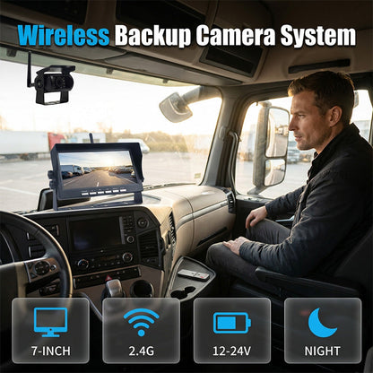 🥳 49% OFF! 7″ Wireless Backup Camera System – Stable 2.4G signal, 12V‑24V. Perfect for trucks & RVs. 🛡️✨