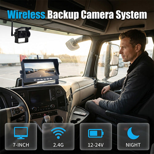 🥳 49% OFF! 7″ Wireless Backup Camera System – Stable 2.4G signal, 12V‑24V. Perfect for trucks & RVs. 🛡️✨