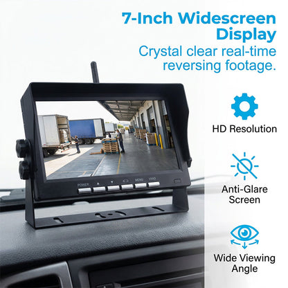 🥳 49% OFF! 7″ Wireless Backup Camera System – Stable 2.4G signal, 12V‑24V. Perfect for trucks & RVs. 🛡️✨