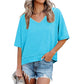 💥2026 Hot Sale 49% OFF👚Women's Half Sleeve V-Neck Top with Patchwork Hem