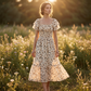 🌈2026 Summer Hot Sale ✨Square Neck Floral Midi Dress – Smocked Bodice, Flowy Tiered Skirt, Romantic 🌸