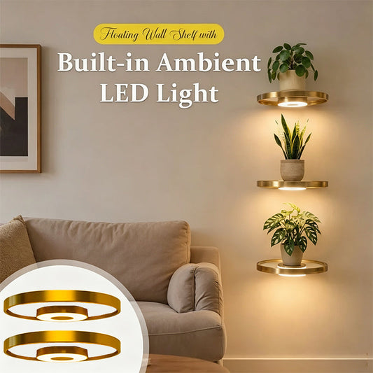 📢📢57% OFF !! ⏰Floating Wall Shelf with Built-in Ambient LED Light