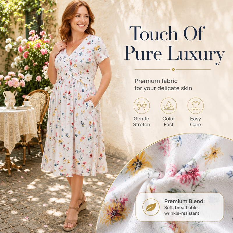 😍2026 NEW SALE-50% OFF😍Women's V-Neck Floral Print Dress with Twist Waist