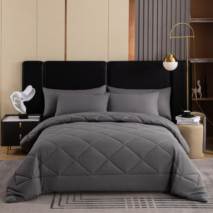 🛏️Winter Essentials - 60% OFF✨ 3-Piece Quilted Comforter Set – Soft Microfiber Duvet with Pillowcases