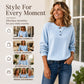 🎉Hot Sale-50% OFF💙Women's Casual Waffle Knit Sweatshirt Loose Long‑Sleeve Button Neck Pullover
