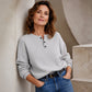 🎉Hot Sale-50% OFF💙Women's Casual Waffle Knit Sweatshirt Loose Long‑Sleeve Button Neck Pullover
