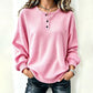 🎉Hot Sale-50% OFF💙Women's Casual Waffle Knit Sweatshirt Loose Long‑Sleeve Button Neck Pullover
