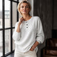 🎉Hot Sale-50% OFF💙Women's Casual Waffle Knit Sweatshirt Loose Long‑Sleeve Button Neck Pullover