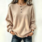 🎉Hot Sale-50% OFF💙Women's Casual Waffle Knit Sweatshirt Loose Long‑Sleeve Button Neck Pullover