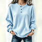 🎉Hot Sale-50% OFF💙Women's Casual Waffle Knit Sweatshirt Loose Long‑Sleeve Button Neck Pullover