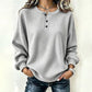 🎉Hot Sale-50% OFF💙Women's Casual Waffle Knit Sweatshirt Loose Long‑Sleeve Button Neck Pullover