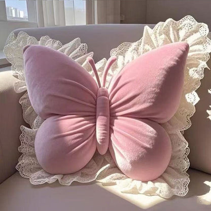 🎁Xmas Sale 50% OFF🦋 Elegant Butterfly Cushion – Lace-Trimmed Decorative Throw Pillow for Cosy Home Décor