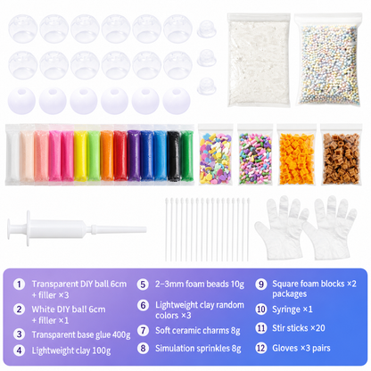 🧪DIY Squeeze Ball Making Kit – mix colorful clay & sparkling fillers, leak-proof slow-rising fun. No-mess craft for kids! 🎨✅