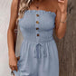 🎉Last Day Promotion 50% OFF💃Women's Strapless Frill Trim Shirred Tie Front Wide Leg Tube Romper